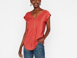 Express Silky Zip Front Gramercy Tee